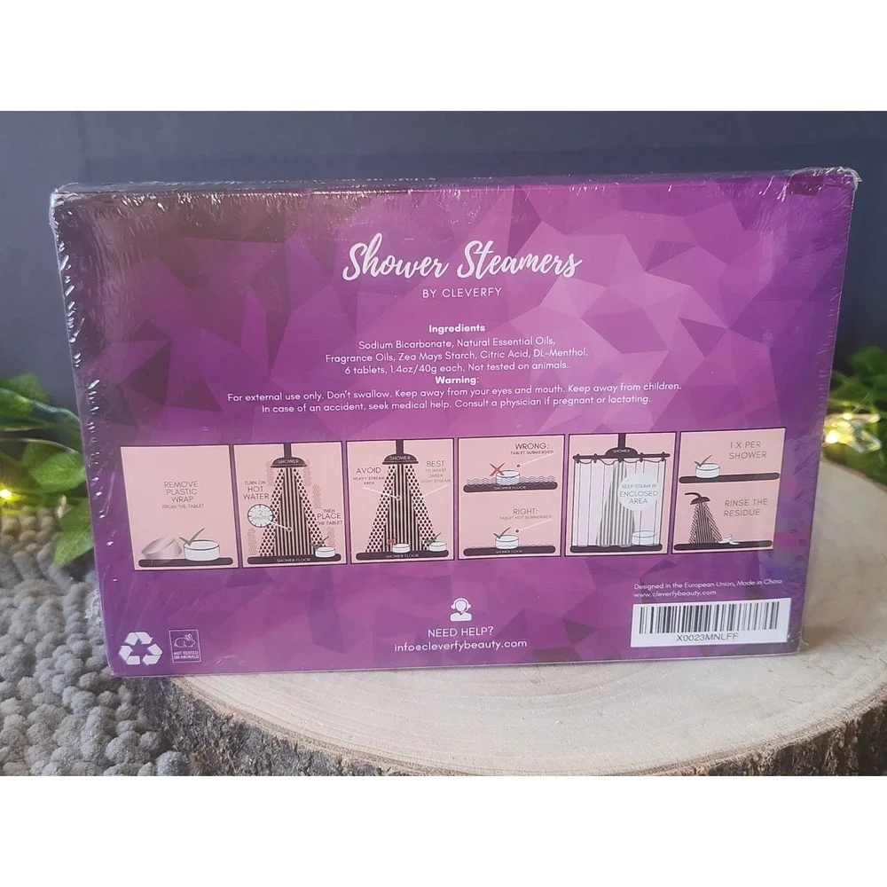 SHOWER STEAMERS BY CLEVERFY 6 AROMATHERAPY FIZZIES WITH ESSENTIALS OILS~NEW